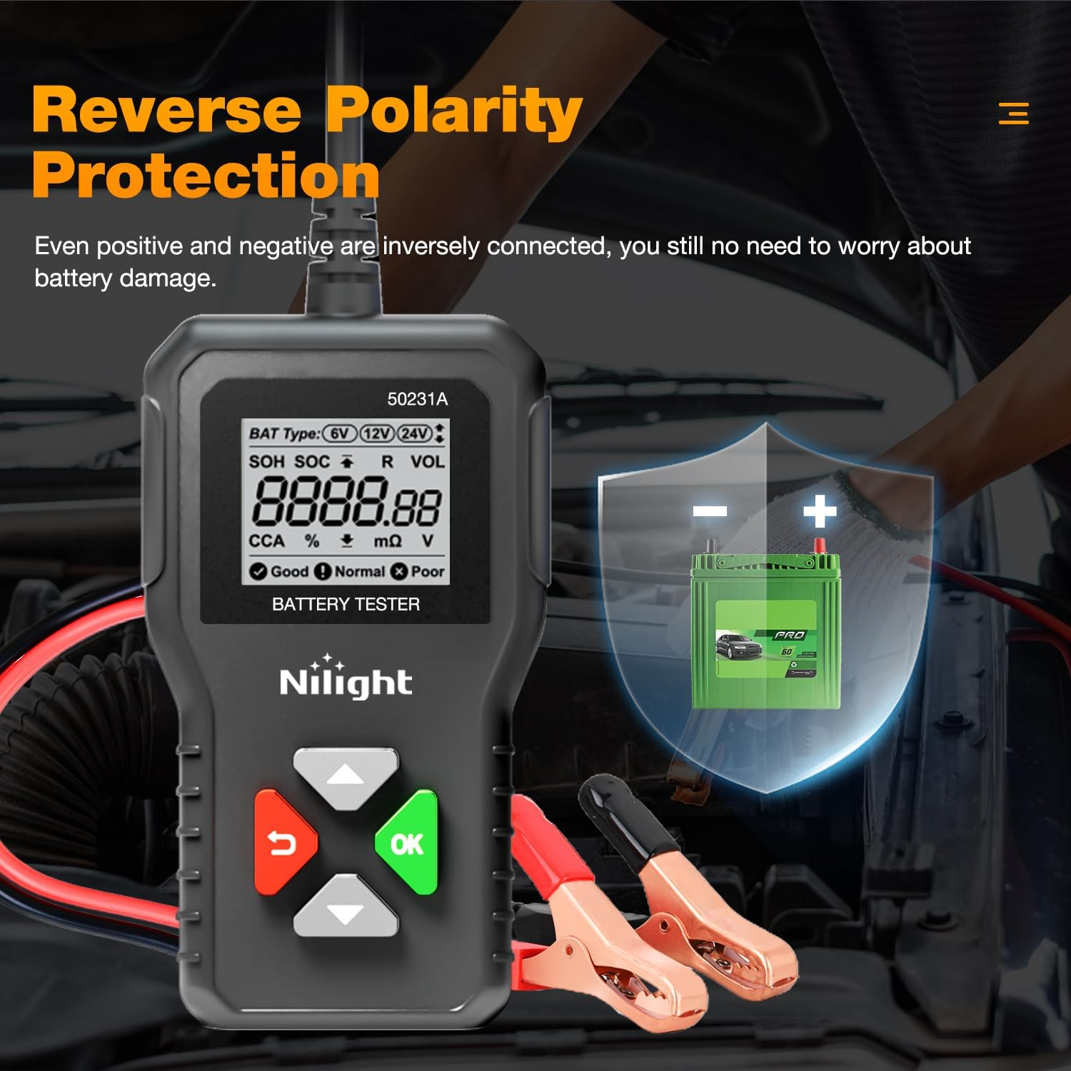 Nilight Car Battery Tester 6V 12V 24V Accurate Digital Auto Analyzer 100-2000 CCA Voltage SOH SOC Internal Resistance Test for Cars Trucks SUV ATV Boats Motorcycles Vehicle image number 6