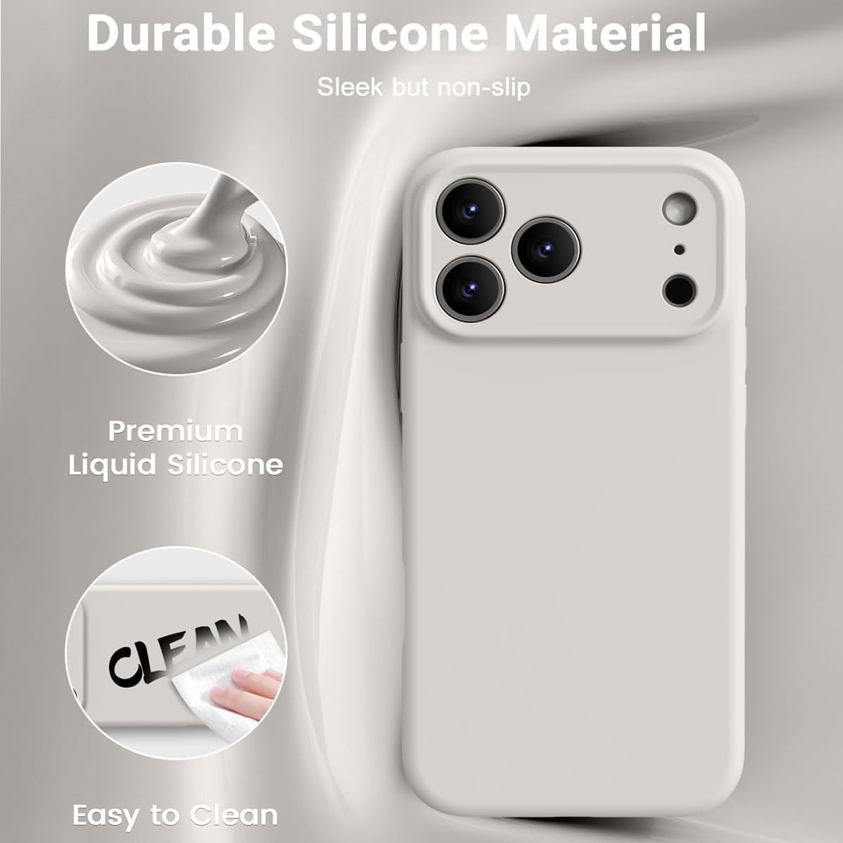 Ultra Protective Magnetic Silicone Case for Iphone 17 Pro Compatible for Magsafe, Full-Body Defense, Superior Shockproof Drop Protection Cover for Iphone17 Pro 6.3'' Stone image number 6