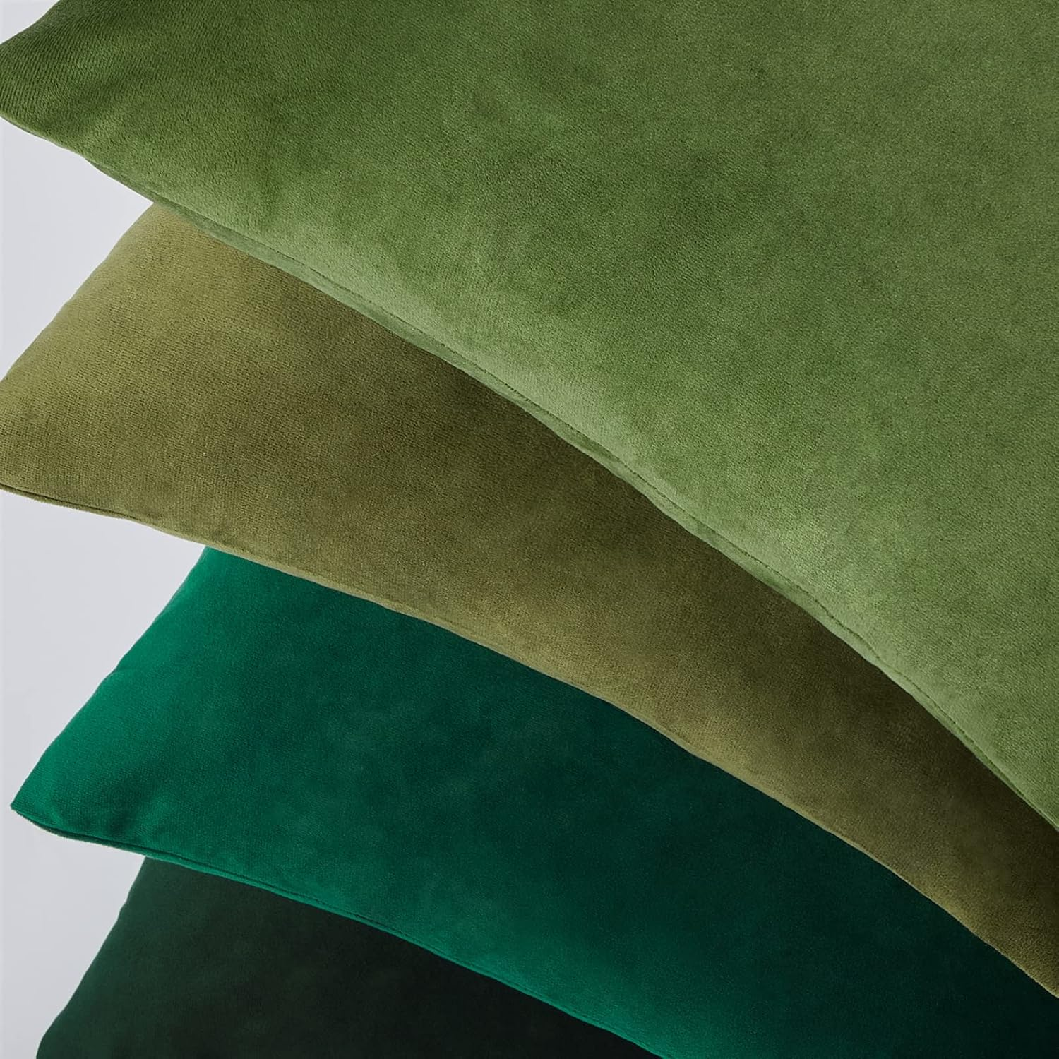 Topfinel Cushion Cover 40 X 40 Cm, Green Velvet, Set of 4 Cushion Covers, Sofa Cushion, Decorative Cushion, Decorative Cushion Decoration for Sofa, Bedroom, Living Room, Fluffy Colour Gradient image number 5