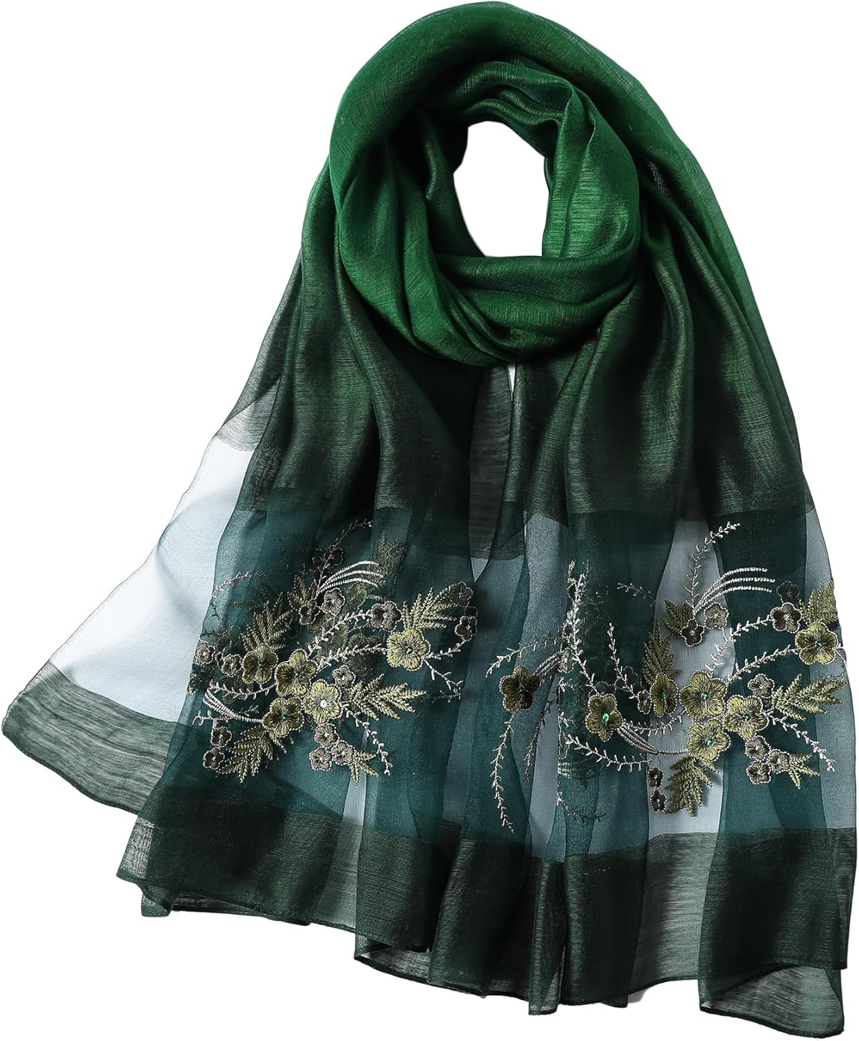 WINCESS.YU Silk Scarf for Women Lightweight Shawls and Wraps for Weddings Fashion Pashmina Shawl Embroidered Scarves