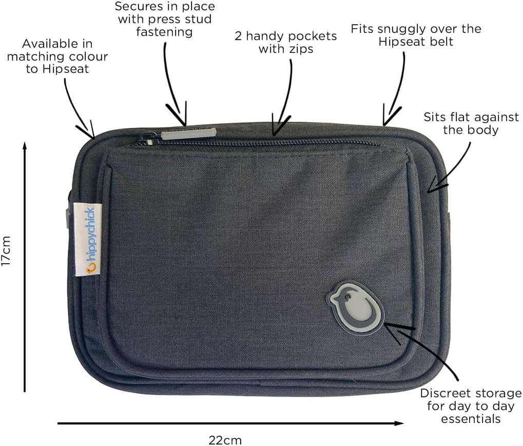 Hippychick Hipseat Accessory Bag/Travel Pouch with 2 Pockets, Can Be Used with the Back-Saving Baby Seat Carrier, Denim Black