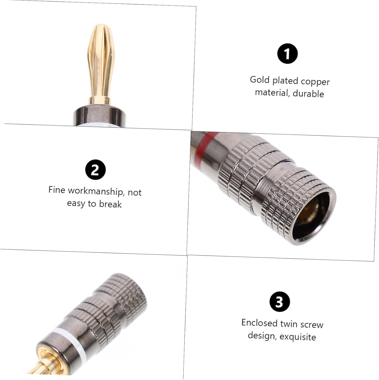 LIFKICH 10Pcs Gold-Plated Copper Banana Plug Audio Connector 4Mm Speaker Wire Clips for Home Theater and Hi-Fi Systems in Australia image number 3