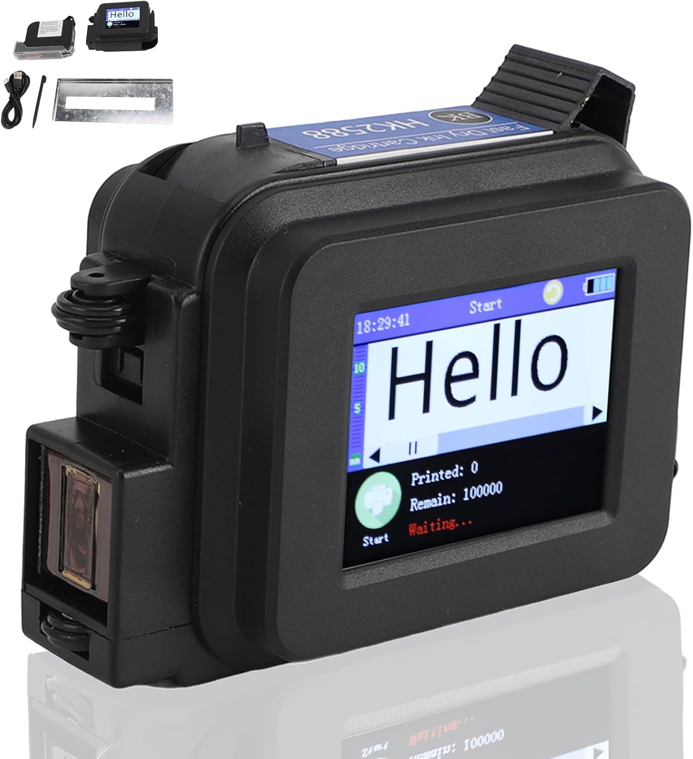 Pocket Inkjet Printer, Mini Handheld Inkjet Code Printer with 2.4In Touchscreen 600DPI Black Quick Drying Ink for Text, Barcode, QR Code, Production Date, Time, Logo on Paper, Cardboard...