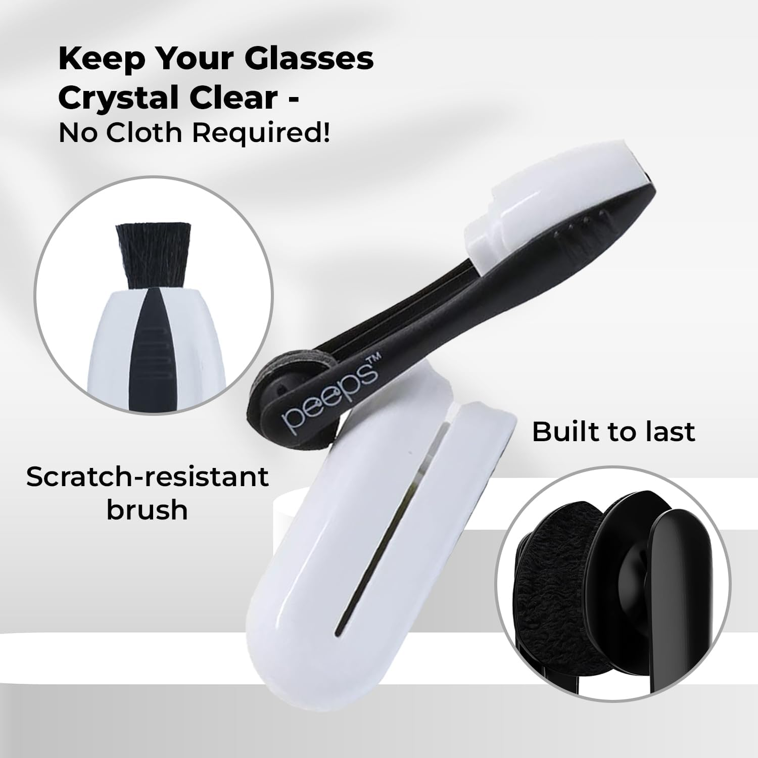 Peeps Compact Glasses Cleaner by Carbonklean | Removes Fingerprints, Smudges, Streaks, Oil & Film | Reusable (500+ Times), Non-Abrasive | Safe for All Optical Lenses | White image number 6