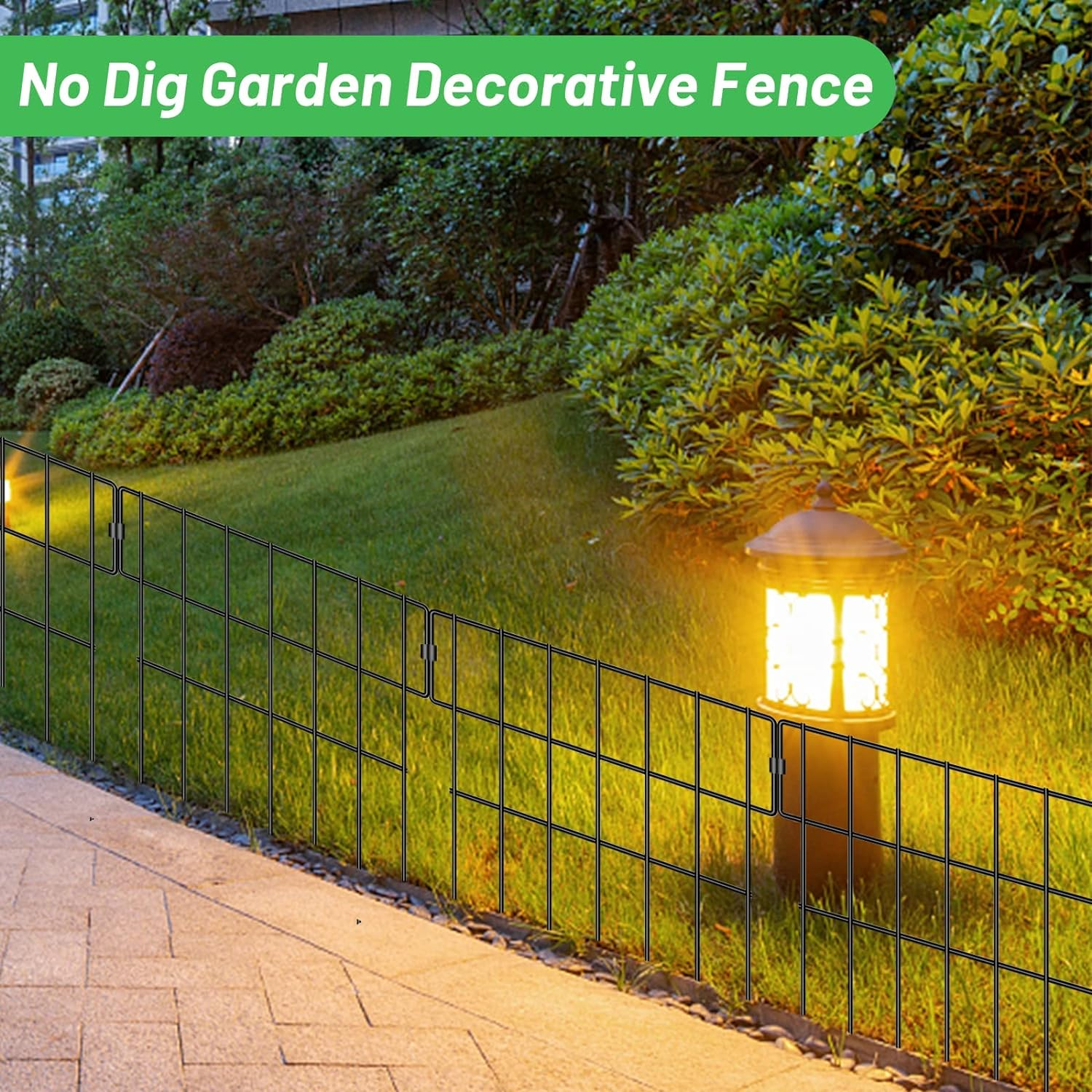 Garden Animal Barrier Fence, 10 Pack No Dig Dog Barrier, 17 In(H) X 10.83 Ft(L) Decorative Rustproof Metal Garden Border Fence for Patio image number 3