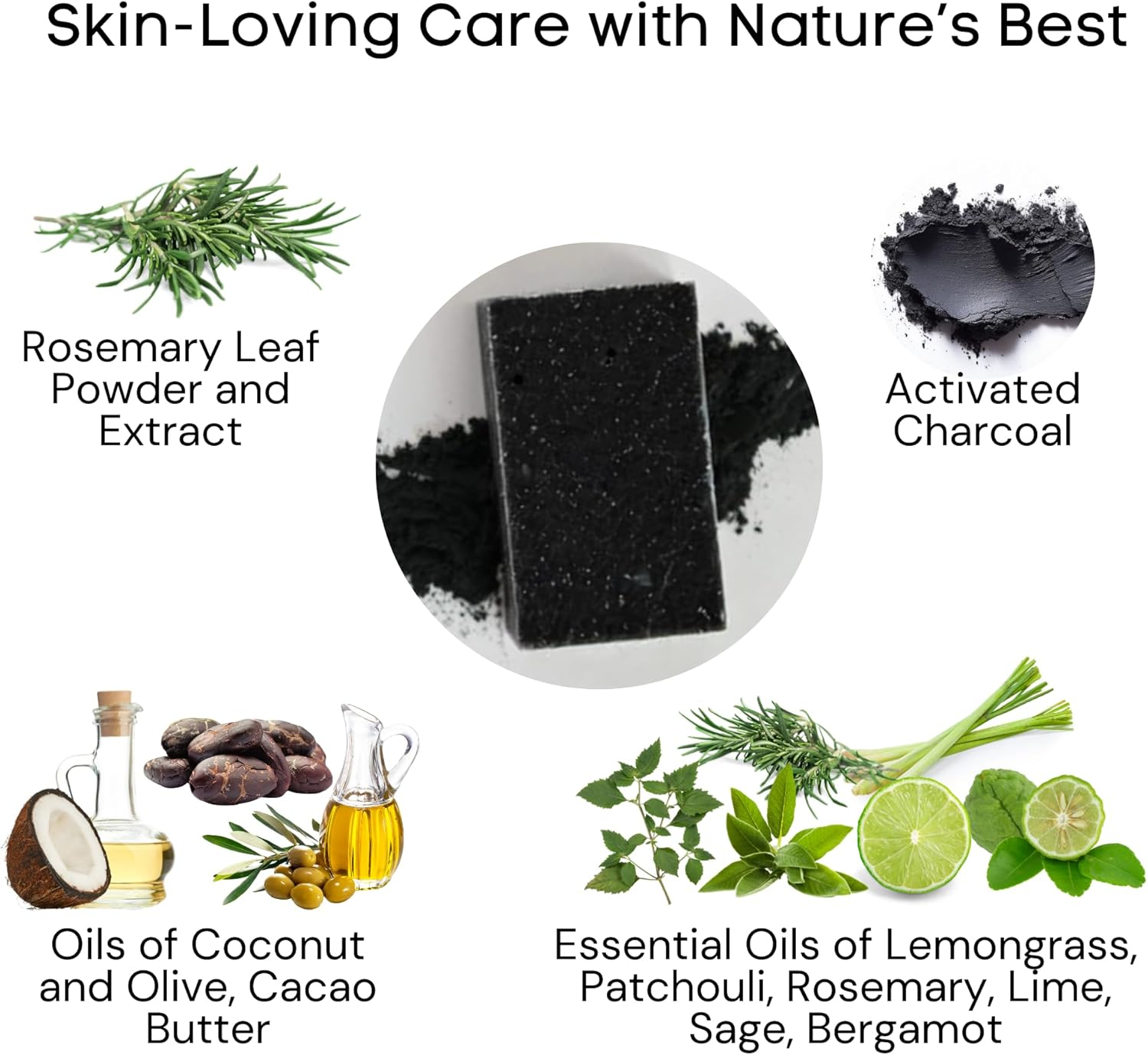 Charcoal Cleansing Bar Soap, Organic Herbal Skin Detox with Activated Charcoal, Natural Luxury for Facial and Body Detoxification, Moisturizing, Nourishing Beauty Bar, Vegan, Non GMO, 4 Oz image number 5