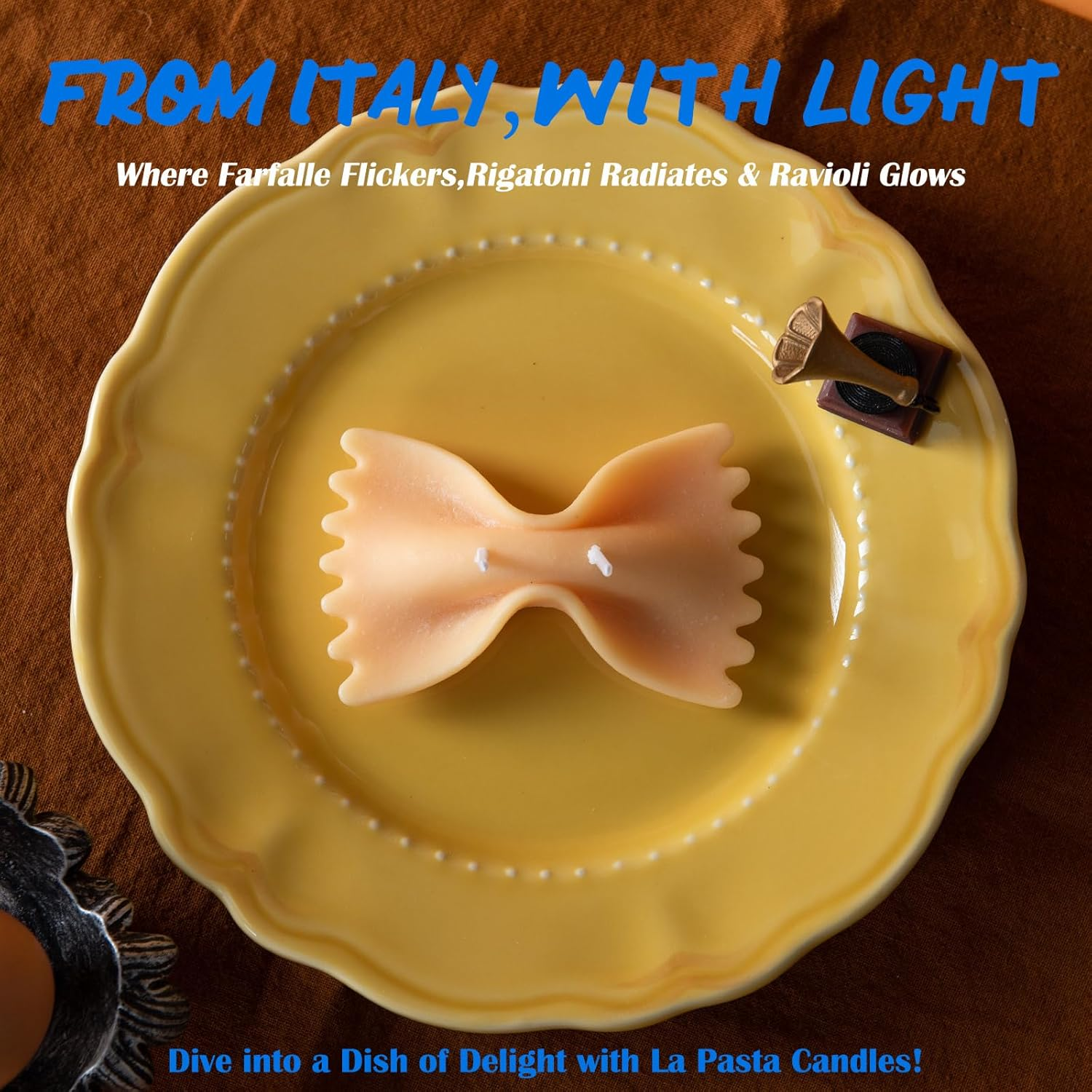 Funny La Pasta Noodle Scented Aromatherapy Candle (1 Farfalle Candle) image number 5