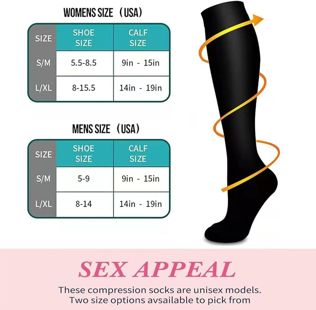 Compression Socks for Women Men 8 Pairs, 15-20Mmhg Compression Stockings for Running Nursing Travel Medical Pregnancy Flight