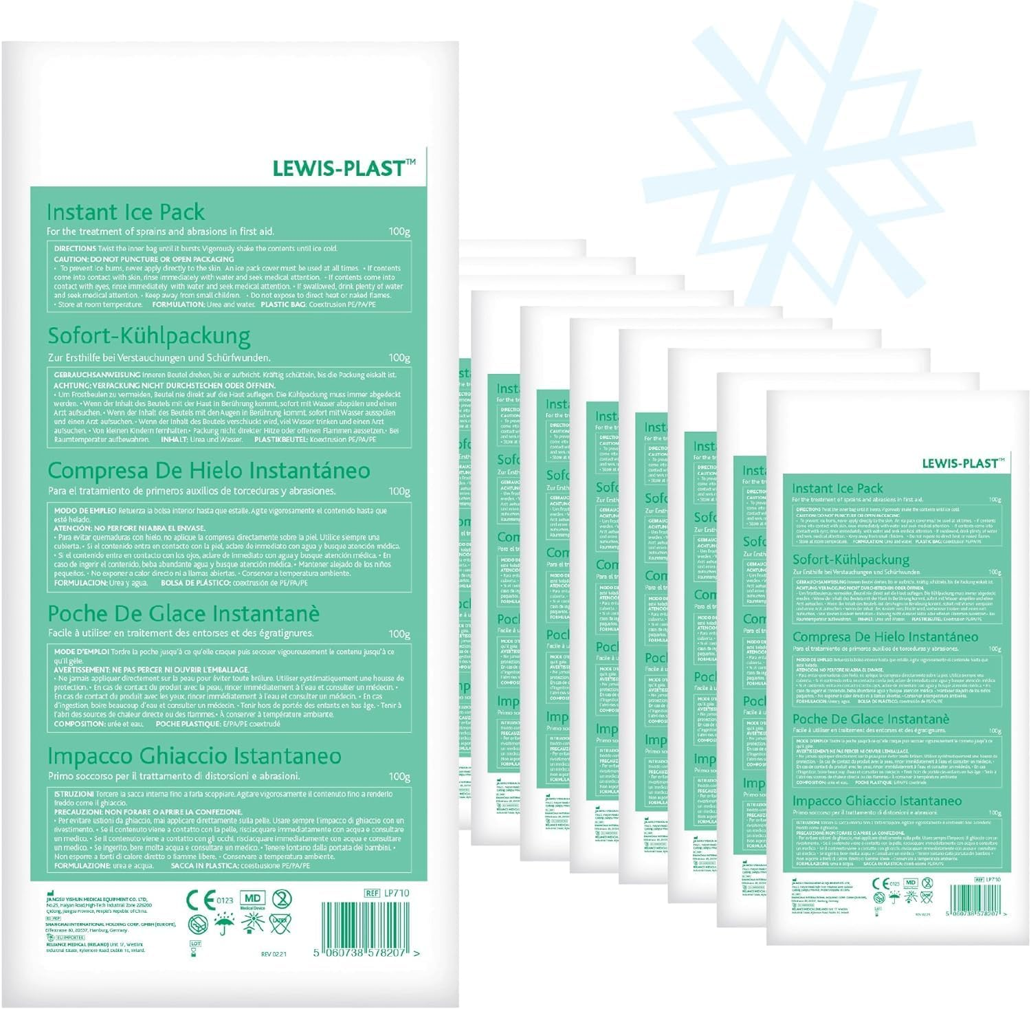 Lewis-Plast Premium Instant Ice Pack - Disposable Cold Therapy Ice Packs, Instant Pain Relief for Back, Neck, Ankle, Sprains, Headaches and Toothache (Pack of 10) image number 6