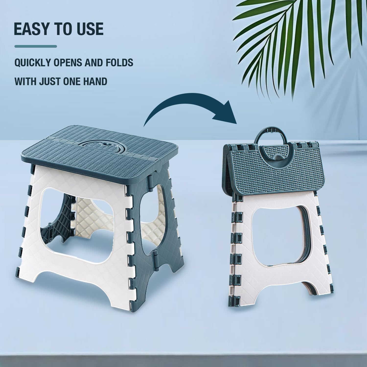 Auzly Foldable Step Stool 11.8Inch |Holds up to 330 Lbs| Collapsible Stool for Adults | Non-Slip Bathroom Step Stool | Portable Folding Stool for Kitchen, Home Storage | Space Saving Design image number 2