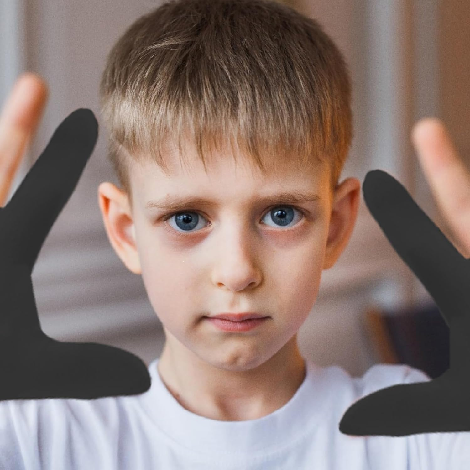 Kuskins 4 Pcs Thumb Sucking Guard Gloves for Kids Ages 5-13, Breathable Sensory Gloves to Stop Thumb Sucking & Nail Biting, Soft Cotton anti Suck Guard with Chewy Compression (Black) image number 4