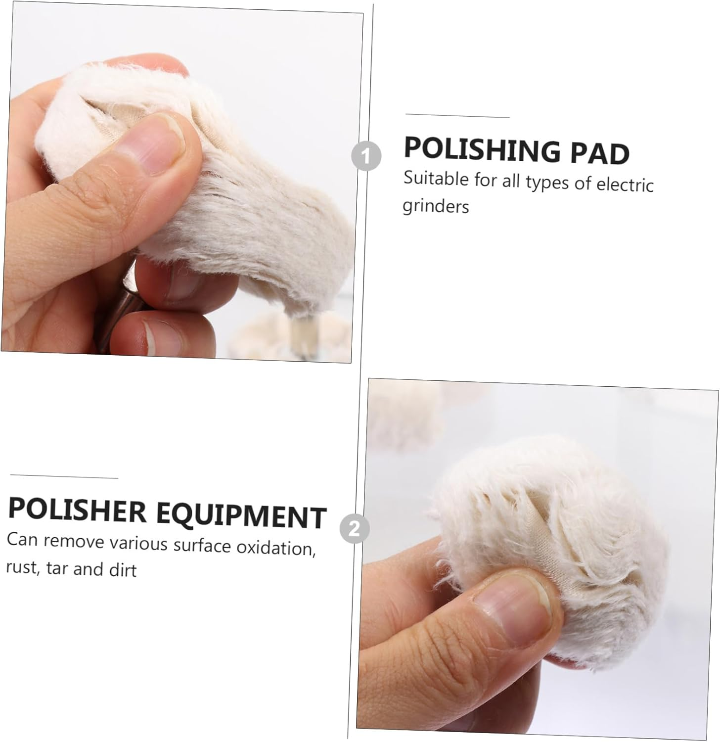 GETAJGHSD Buffing Wheel Mop Kit 3Pcs White Cotton Polishing Wheels with Handles 50Mm 75Mm 100Mm for Car Polisher Equipment Automotive Body Repair Buffing Pads image number 5