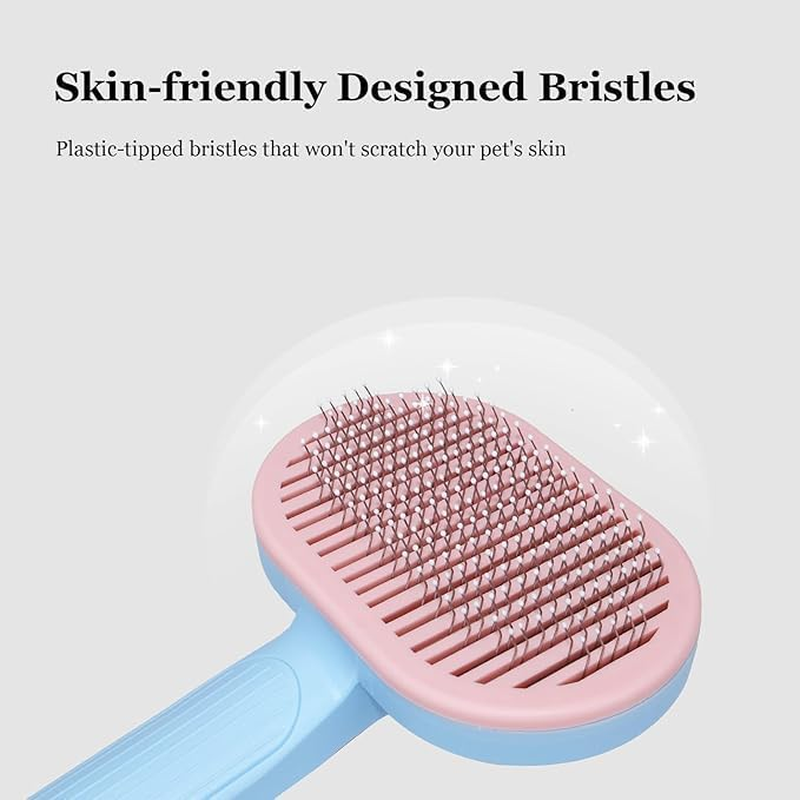 Cat Brush for Shedding and Grooming,Self-Cleaning Slicker Brush with Release Button,Suitable for Long or Short Haired Cats and Dogs (Blue and Pink) image number 3