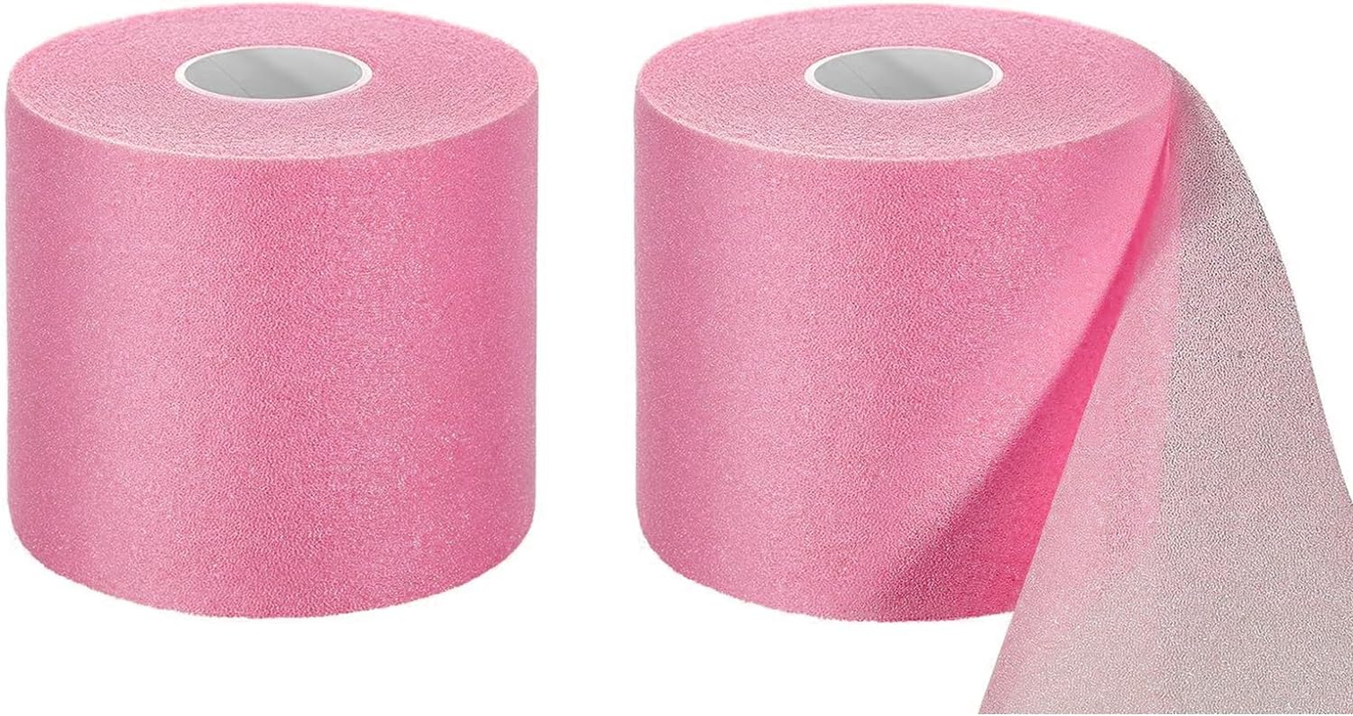 2Pack 22 Yards Pre-Wrap Athletic Tape Foam Underwrap Tape Sports Foam Underwrap Bandage Athletic Foam Tape for Wrists Elbows Knees Ankles Hair(Rose Color) image number 3