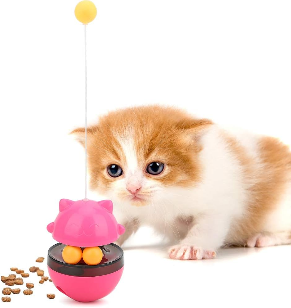Cat Interactive Toy, Kitty Shape Tumble Food Dispensing Ball Pet Treat Feeder Leaking Dispenser, Fun Pet Leaking Food Toy Plastic Pet Fun Tumbler Feeder for Medium Small Dogs image number 2