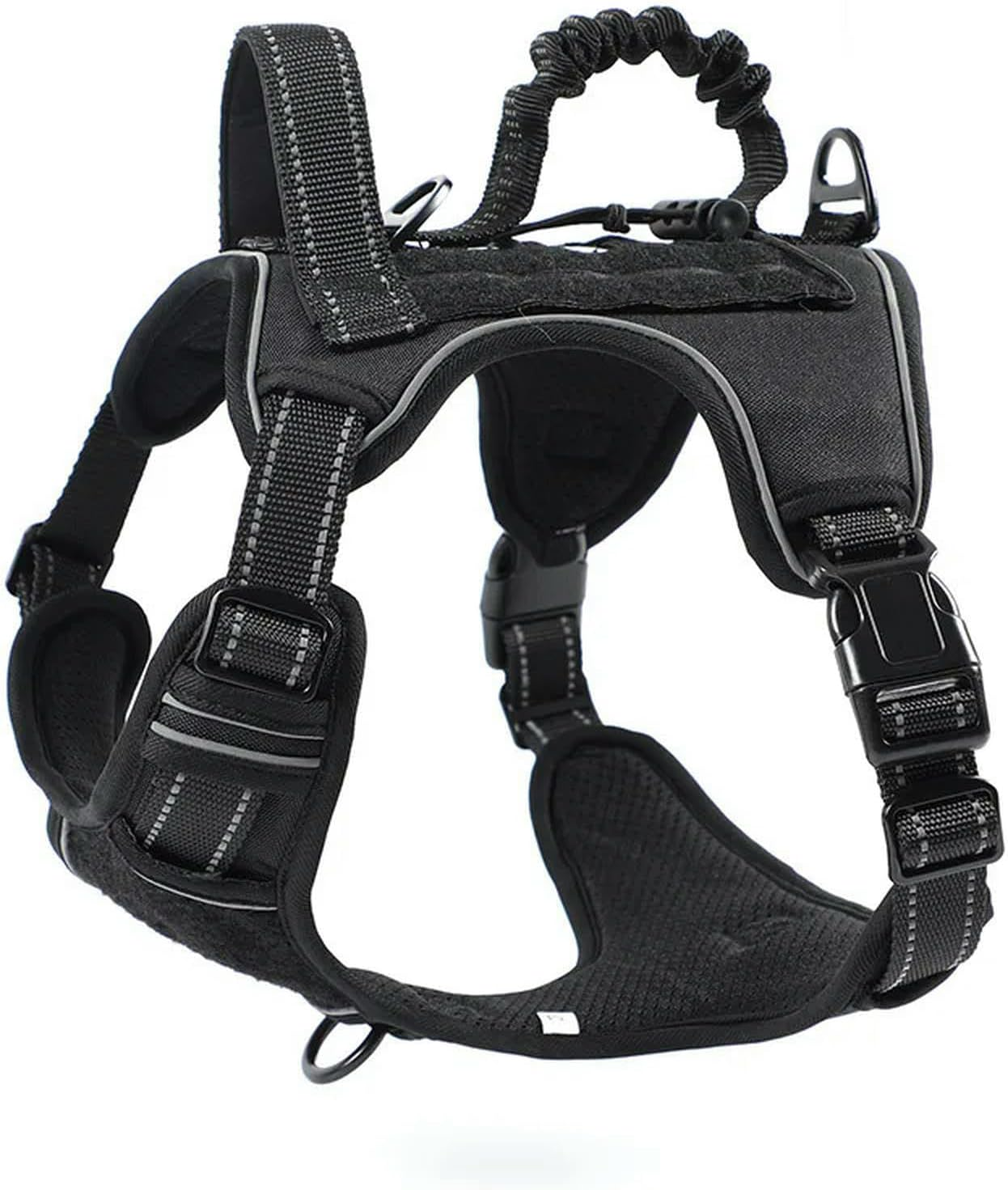 UOSIA Dog Tactical Vest Harness Military Dog Harness with Hook & Loop Panels and Handle No-Pull Service Dog Vest Adjustable Dog Harness and Pet Hand Holding Rope