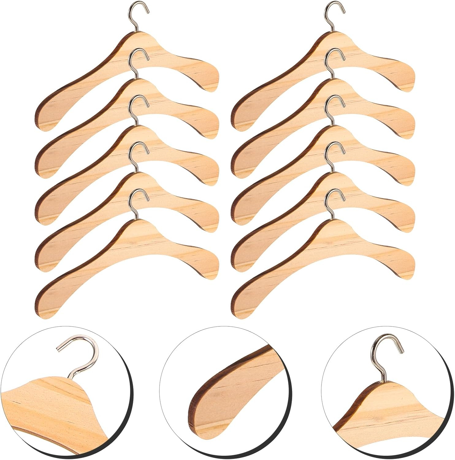 10 Pcs Wooden Hangers for Kids, 6'' Kids Baby Toddler Children Wooden Hangers,For Clothes & Pants, Baby Children Wooden Hangers image number 3