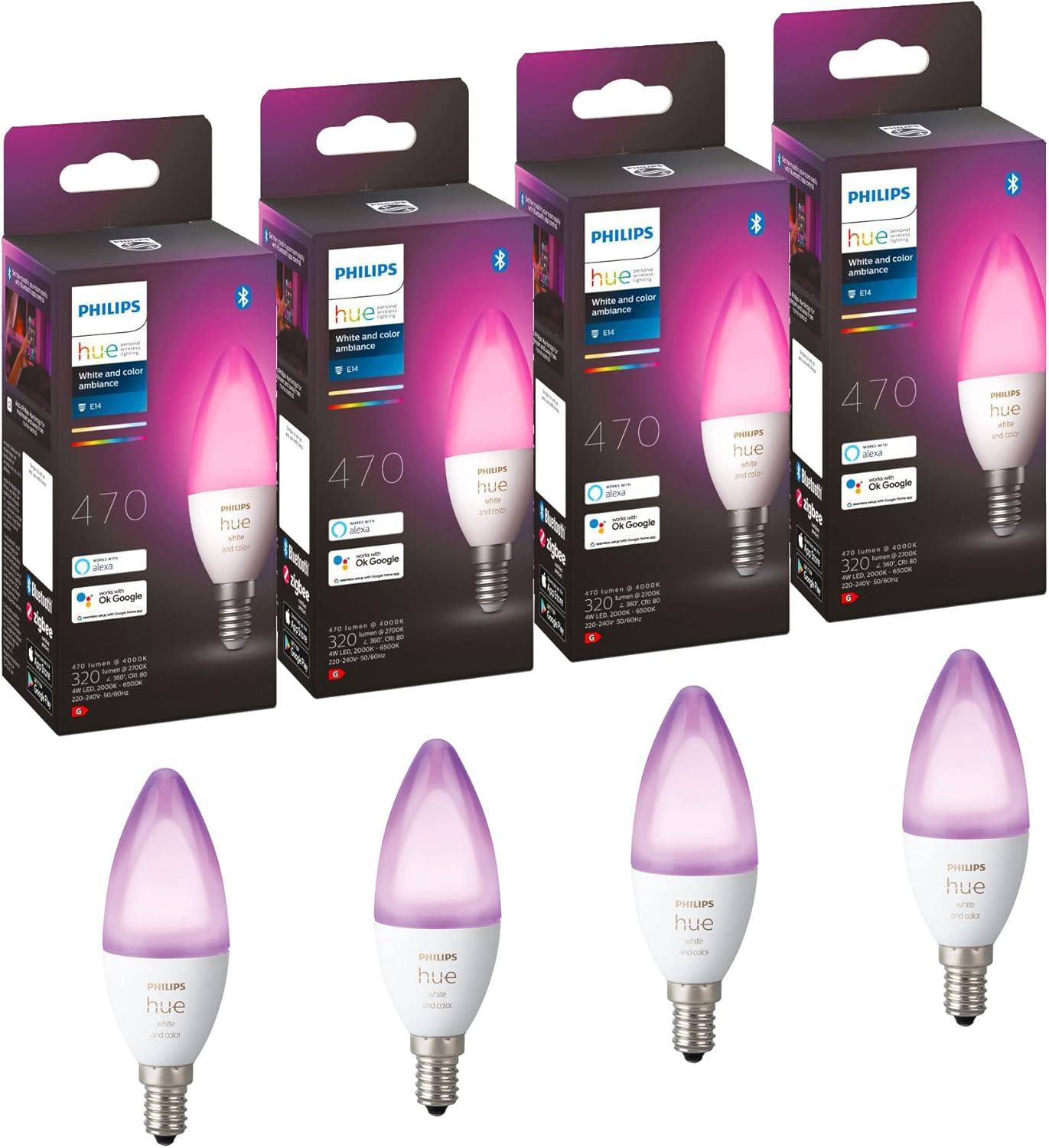 Philips Huewca 6W B39 E14 V2 (4 Pack) HUEWCAE14V24PK image number 3