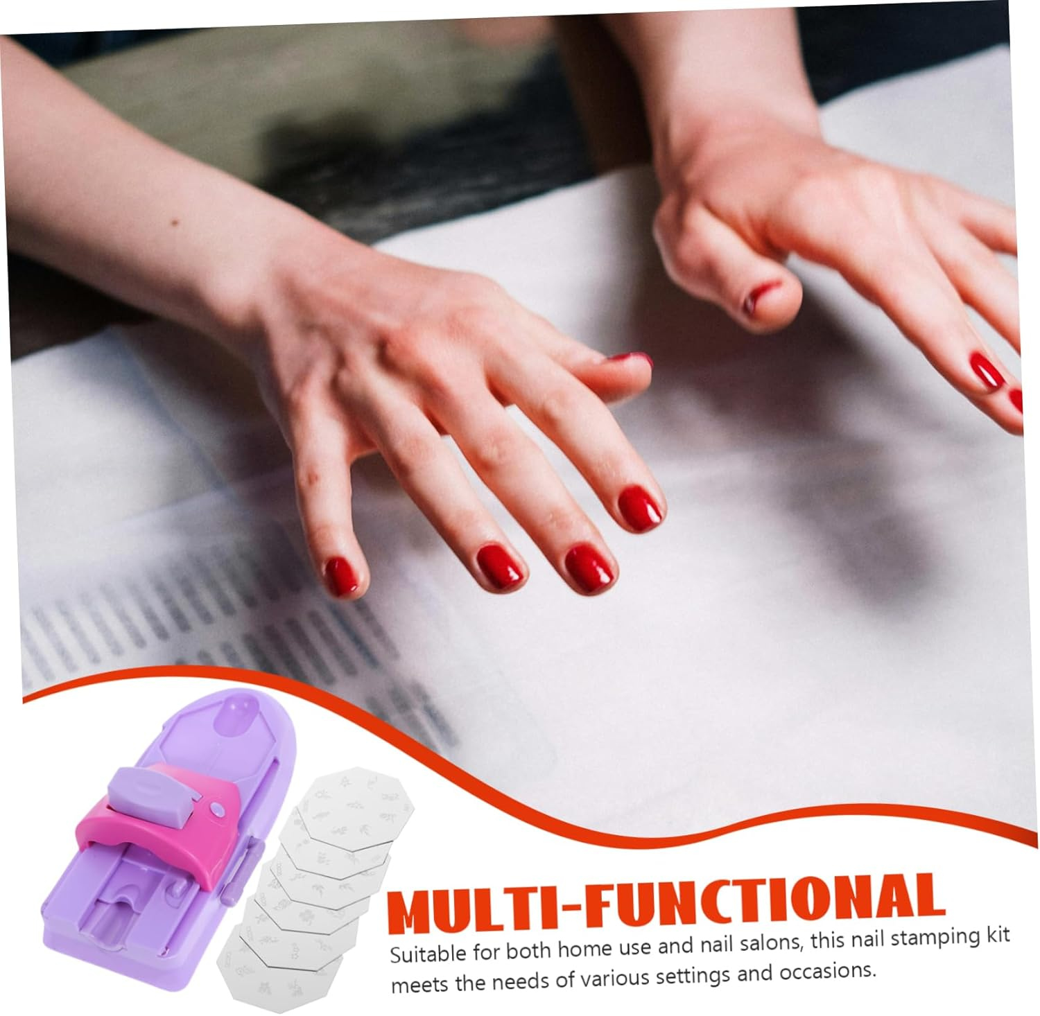 Minkissy Durable Nail Stamp Kit with Multiple Stamping Plates Easy to Use Nail Printer Stamper for DIY French Manicure Versatile Manicure Tool for Home and Salon Use image number 1