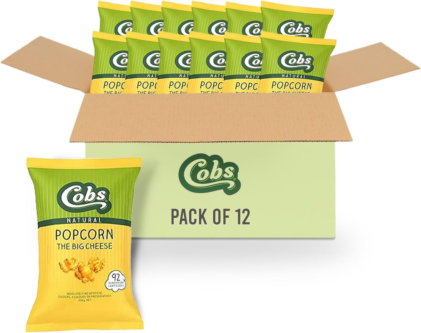 Cobs Natural the BIG CHEESE Popcorn 100G Bag X 12 (1200G Total)