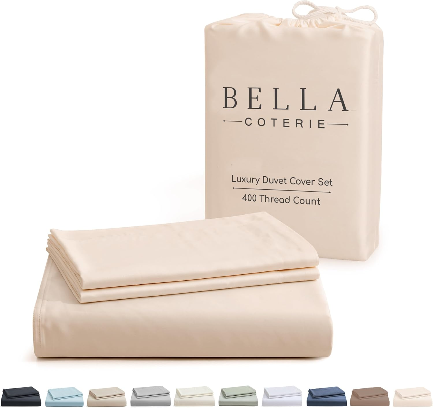 Bella Coterie Luxury Bamboo Queen Size Duvet Cover Set | Organically Grown | Ultra Soft | Cooling | Two Luxury Pillow Shams | Viscose Bedding Made from Bamboo | No Insert [Dune]