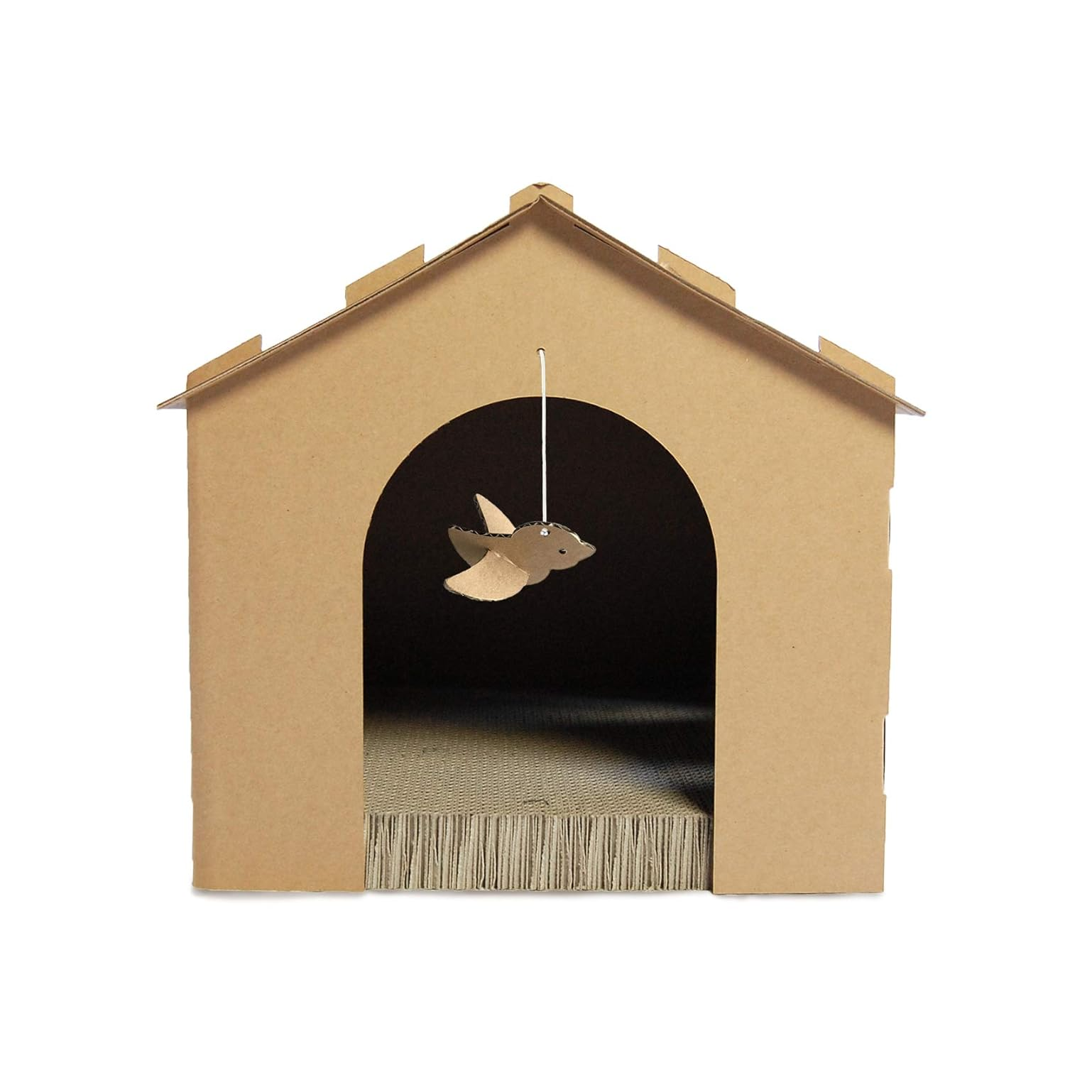 Furhaven Pet Cat Scratcher | Gingerbread House Corrugated Cat Scratcher W/Catnip, Cardboard (Brown), One Size image number 3