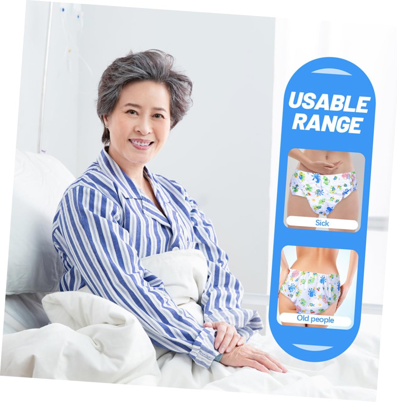 2Pcs Adjustable Reusable Adult Cloth Diapers with Snaps for Incontinence Leakproof Large Coverage Washable Swim Nappies for Seniors Disability Postpartum Care image number 5