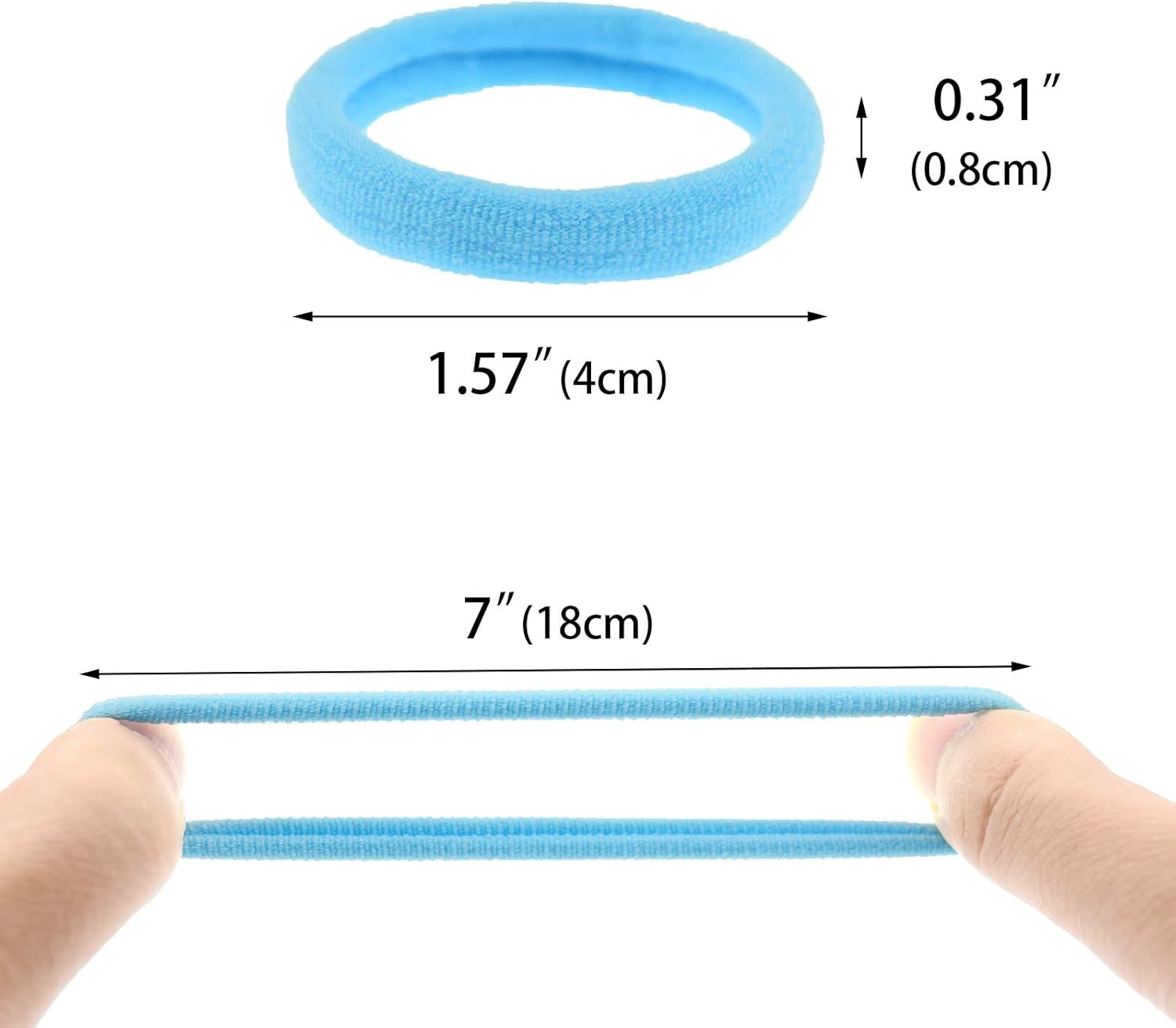 100 Pack Seamless Hair Ties for Women Girls Ponytail Holders for Thick Hair (Light Blue) - Dark Brown image number 2