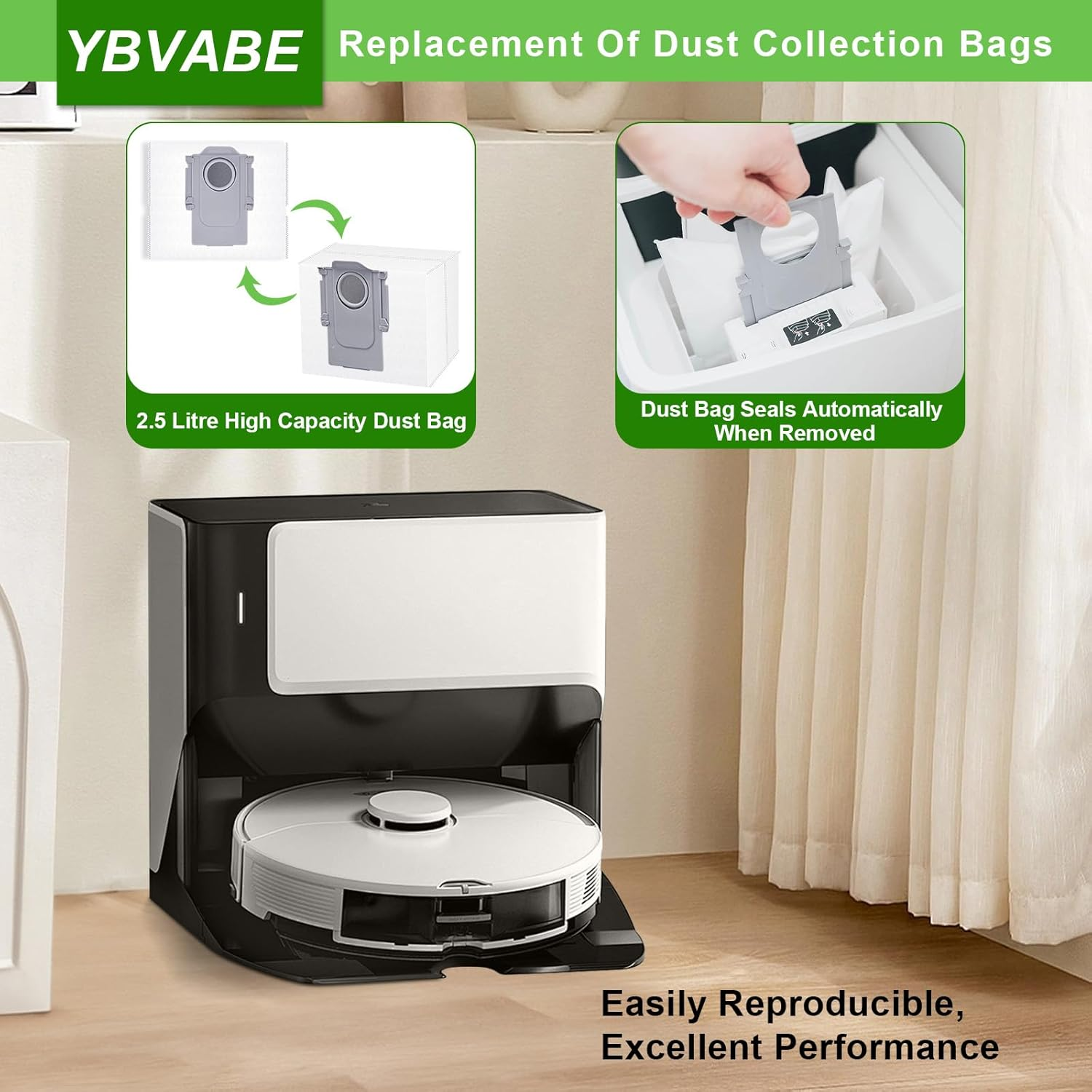 12 Pack S8+ Dust Bags for Roborock S8 Pro Ultra, S7 Maxv Ultra, S7 Max Ultra, S7 Pro Ultra, Q7T+, Q7+, Q7 Max, Q7 Max+, Q8 Max+, Q5, Q5+, Q5 Pro+ Robot Vacuum Dust Collection Bag- 3.6L Large Capacit image number 2