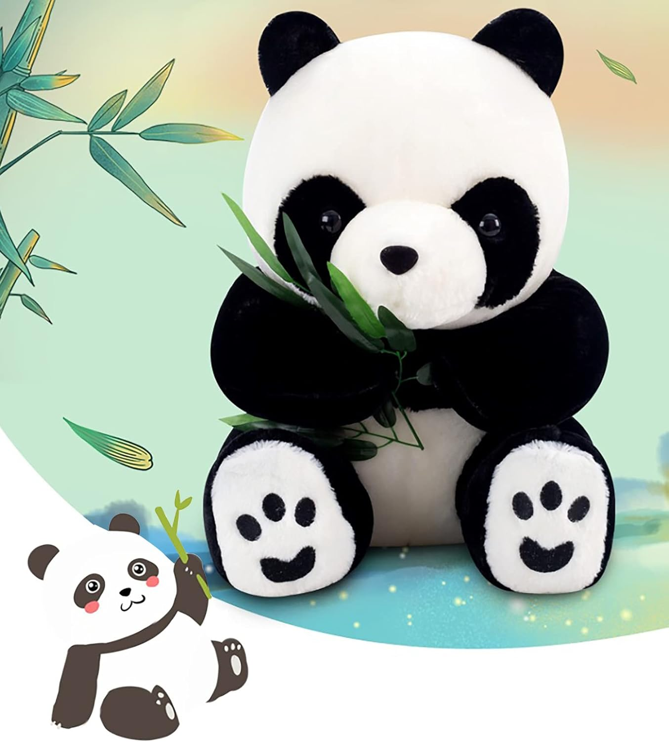 DAWNTREES Panda Plush Toy,Plush Stuffed Animals with Panda Baby Soft Toy,Plush Toy,40Cm Cute Soft Plush Toy Pillow Doll,Kids Baby Birthday Party Home D&eacute;cor Gift,Party Favours． image number 4