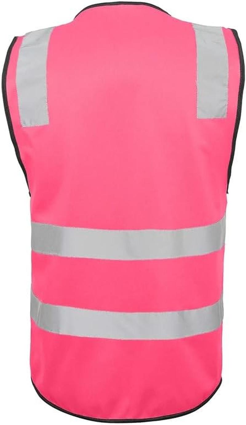 Pink Safety Vest - High Visibility Reflective Vest | Improved Reflectivity with 50Mm Micro Prism Tape | Lightweight & Breathable Design | Strong Velcro Closure |
