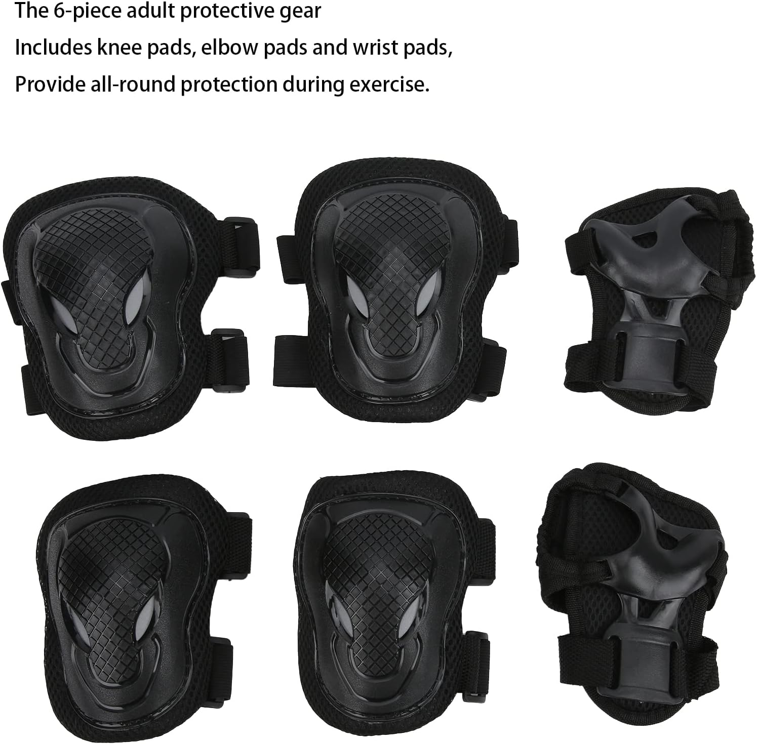 Roller Skate Protection Gear Set, Adult Knee Pads and Elbow Pads Set, Skate Wrist Guards Adult, Adjustable Comfortable Knee Elbow Pads Wrist Guards for Adult image number 1