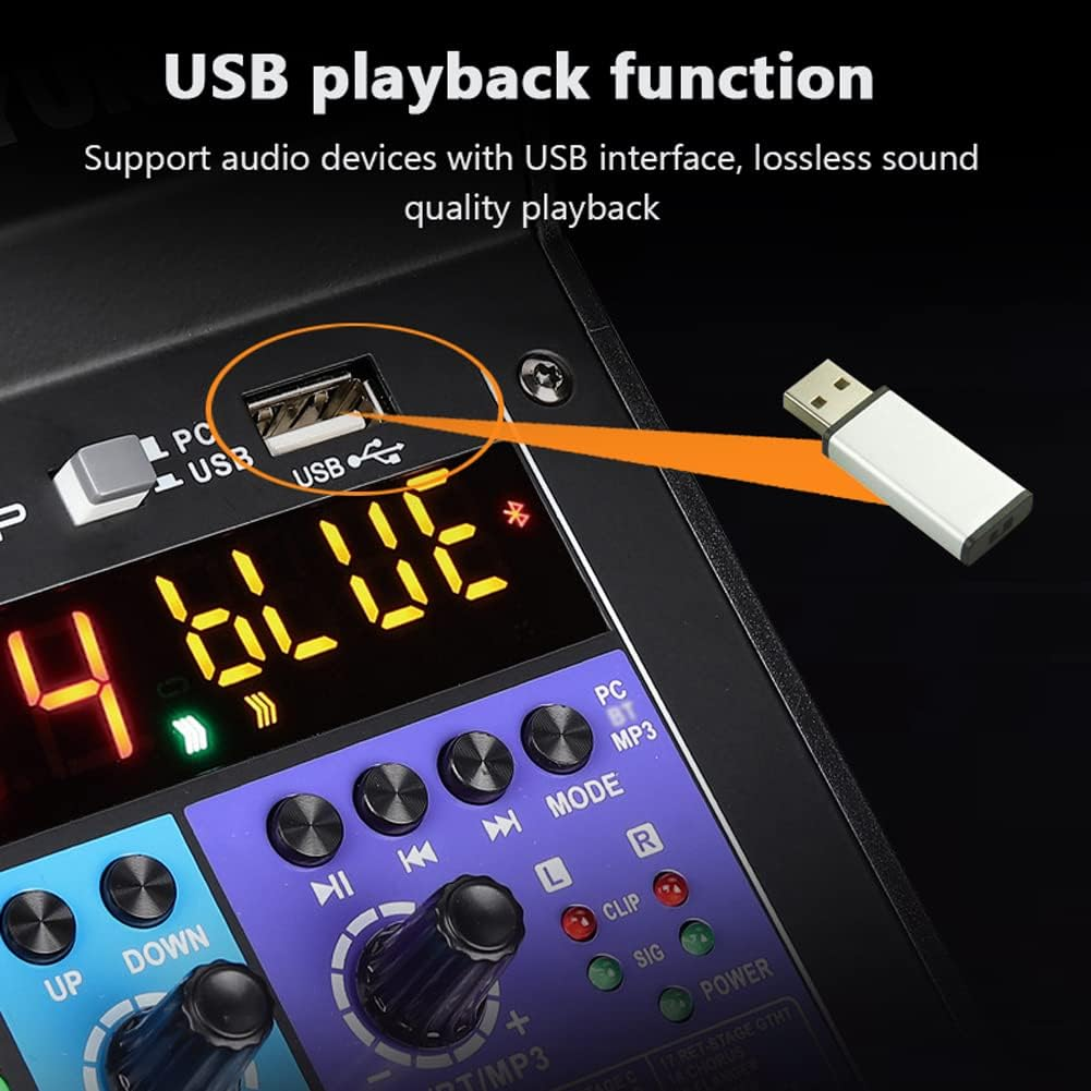 Mingzhe A6 6CH Protable Mini Mixer Audio Console with Sound Card USB Recording Singing Webcast Party Mixer