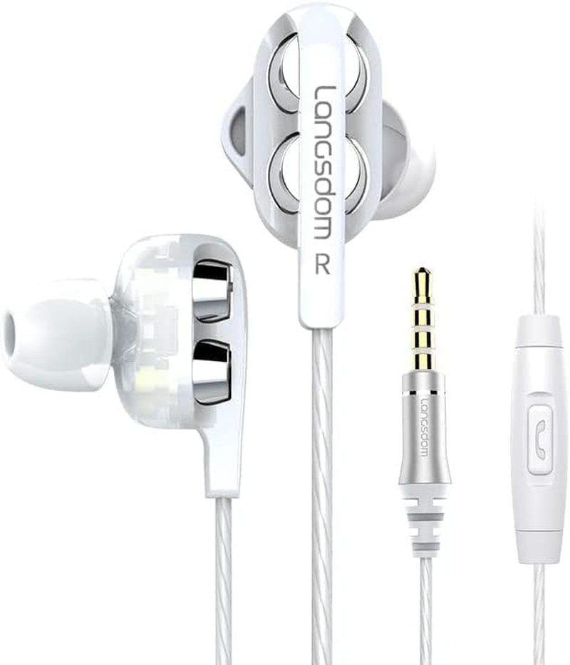Earphones Crystal Clear Sound Two Driver Units Earbuds,In-Ear Headphones with Mic, Phone Control Compatible with Mobile Phone/Iphone/Pc/Mac/Switch/Android/Ps4/Ps5 (Black)