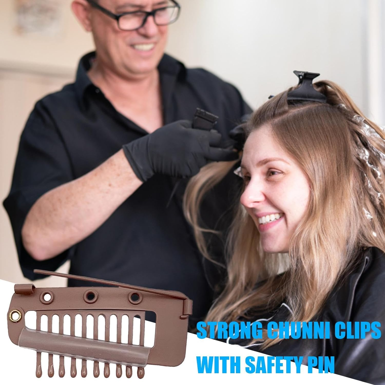 Chunni Dupatta Clip with Safety Pins | Hair Chunni Clips with Safety Pins | Strong Chunni Clip | Easy to Use Hair Extension Clips | Wig Clips for Hair Extensions for Women - 3Pcs/3 Colors image number 6