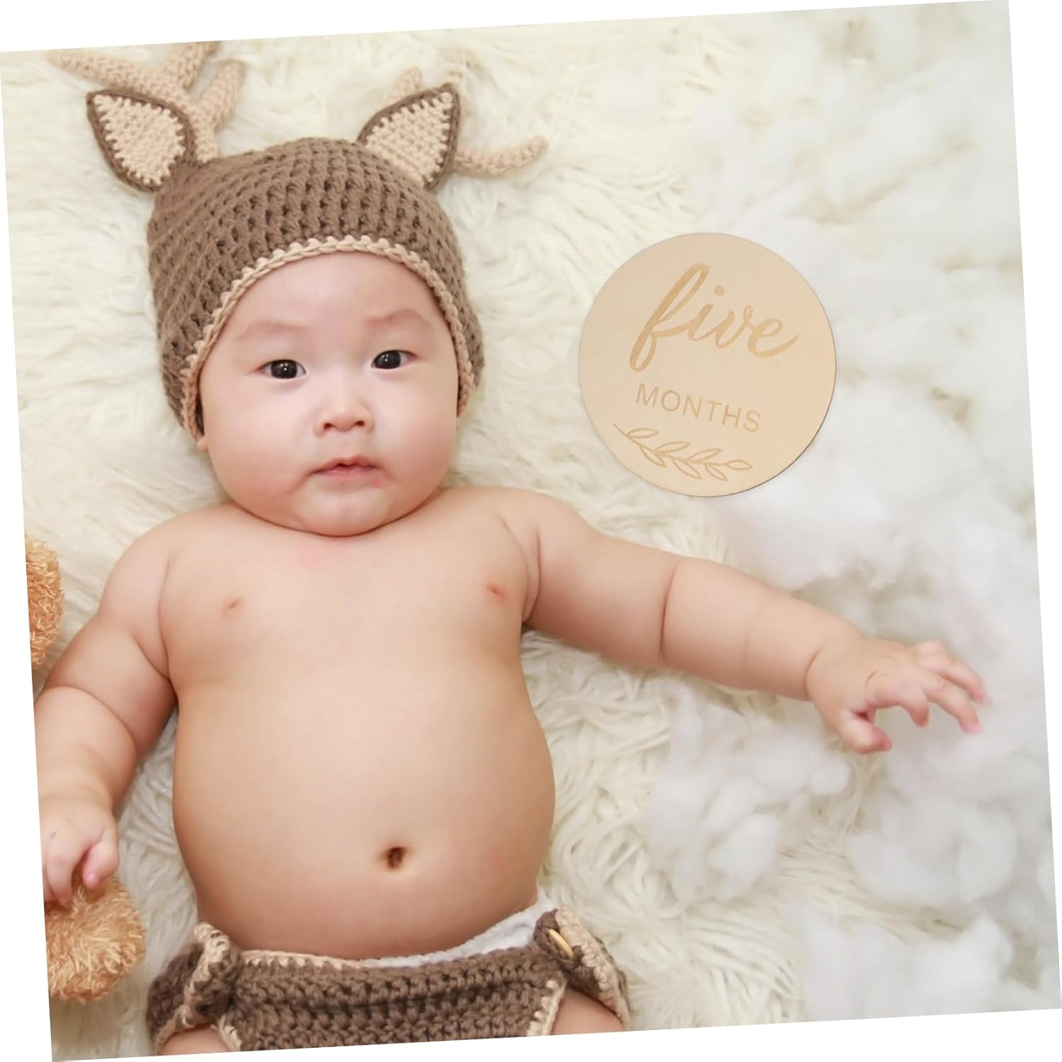 Anneome 12Pcs Milestone Wooden Discs Monthly Growth Cards for Newborns Double Sided Decorative Markers Safe Natural for Photo Props And image number 5