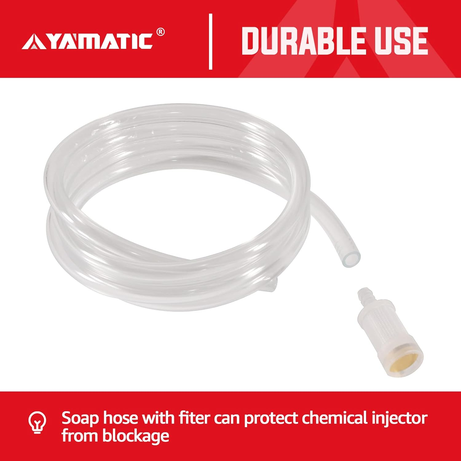 YAMATIC Adjustable Chemical Injector Kit, Downstream Injector Kit for Pressure Washer, 3/8 Inch Connectors, Soap Injector with Siphon Hose & Soap Nozzle,4500Psi image number 2
