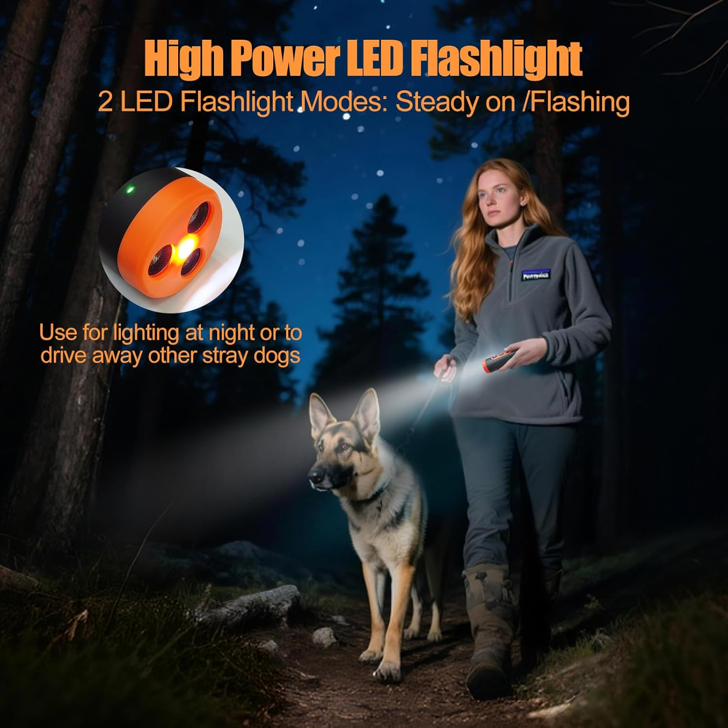 Oolong anti Barking Device for Dogs,Professional Dog Barking Device with Flashlight,Ultrasonic Dog Bark Control up to 10M,3 Sonic Emitters Rechargeable Barking Silencer Dog Whistle Stops Bad Behavior