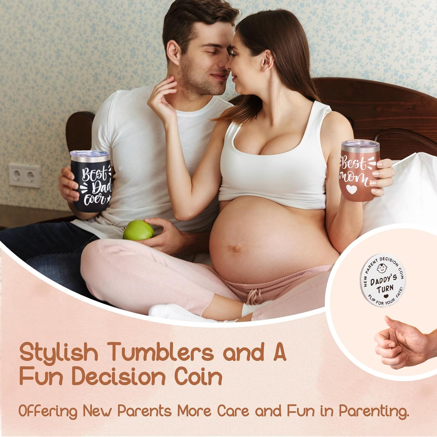 Gender Reveal Gift,10Pcs New Parents Dad Mom to Be Tumbler Gifts,Neutral Boy Girl Baby Gift, Baby Shower Basket,First Time Expecting Parent, Newborn Essentials Box, Pregnancy Announcement Babe Arrival image number 1