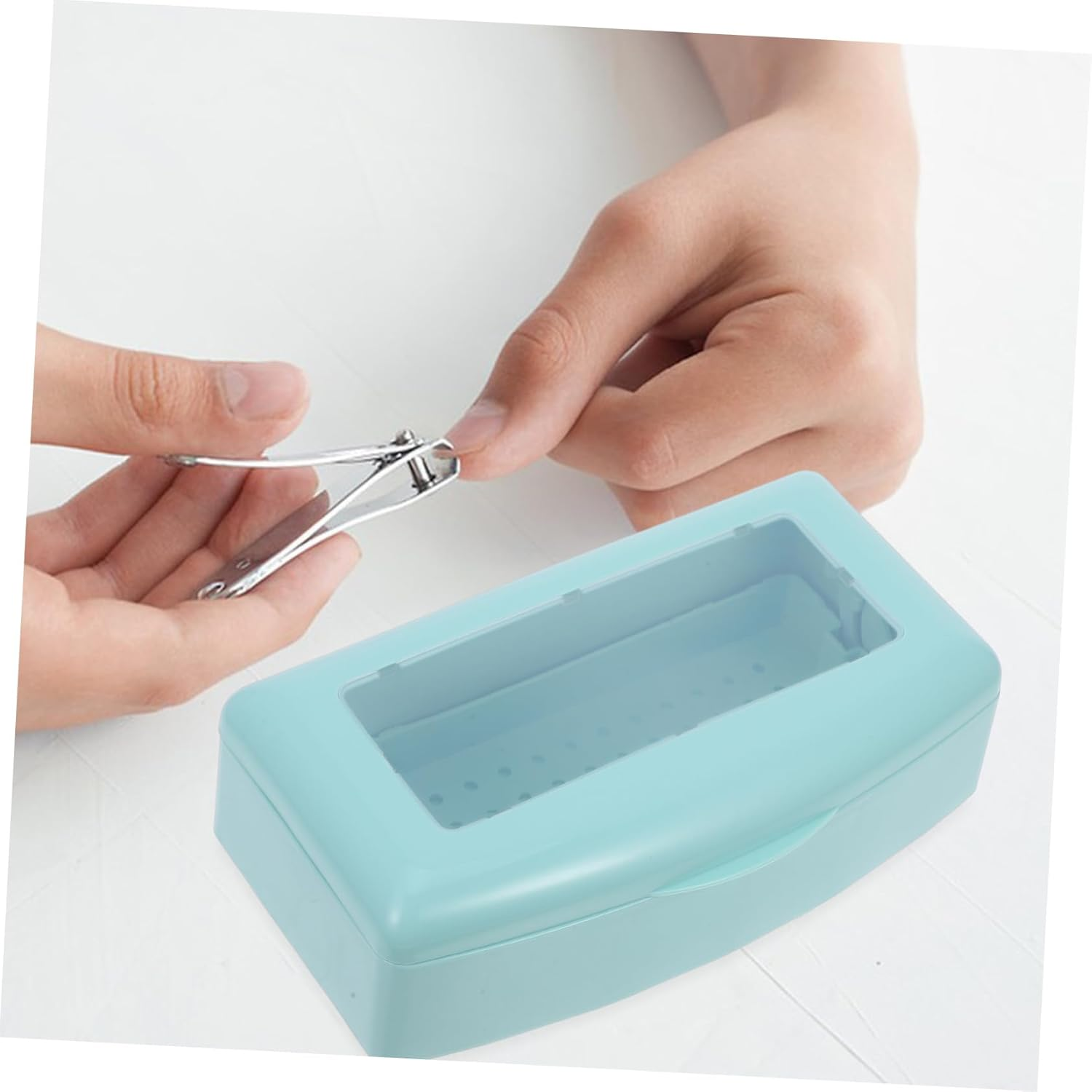 VICASKY Professional Nail Tool Sterilizer Box Cuticle Trimmer Manicure Tools Kit Nail Clipper Cleaning Tray Organizer Box for Home Salon Use