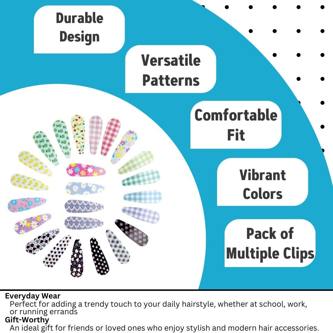 Radhu & Kabby Tic Tac Set for Girls | Vibrant Assorted Snap Clips | Non-Slip Hair Clips | Hair Pins for Daily Use | Ideal for All Hair Types | Side Hair Clips for Girls | 48-Pieces image number 2