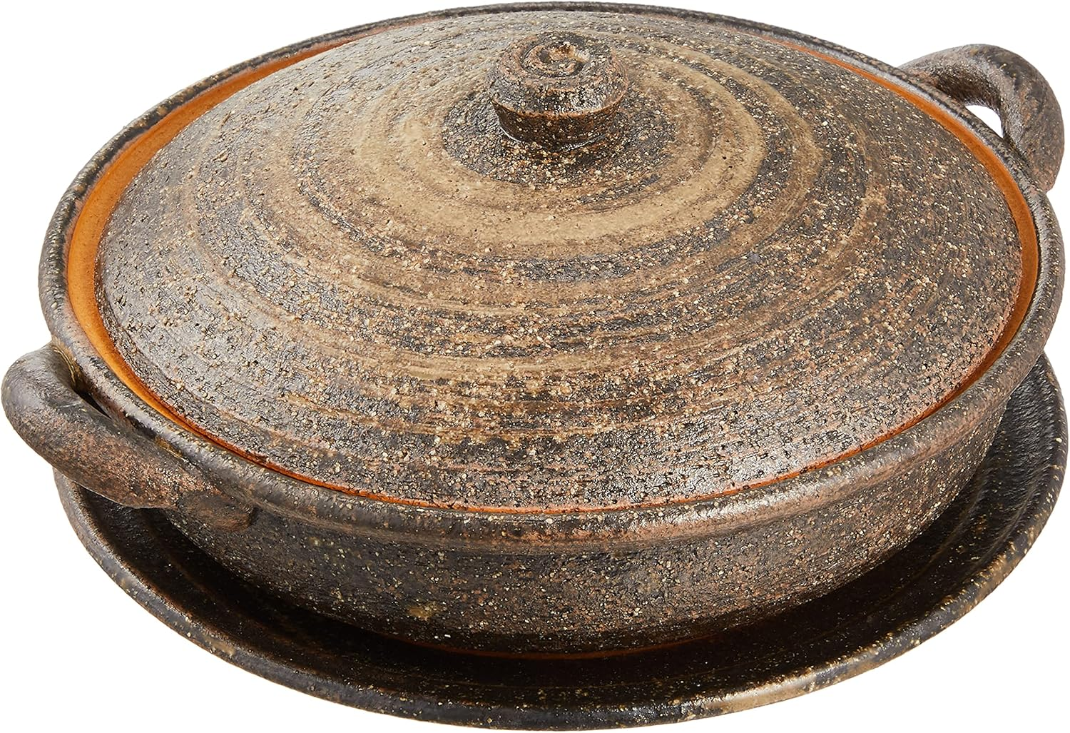 Marui Pottery MR-3-3527 IGA Pot, Hechamon, Gratin Pot, Black Persimmon, Diameter Approx. 7.3 Inches (18.5 Cm), Made in Japan