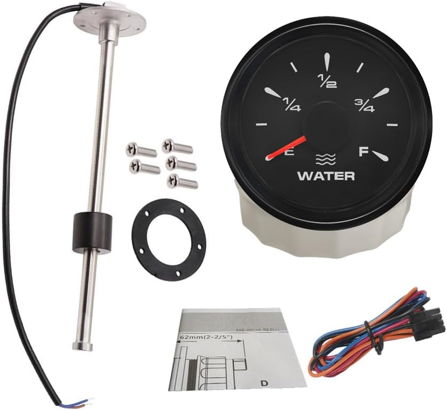 ELING 52Mm Water Level Gauge with 8 Colors Backlight with 150Mm Water Level Sending Unit 0-190Ohm Sensor for Car Boats