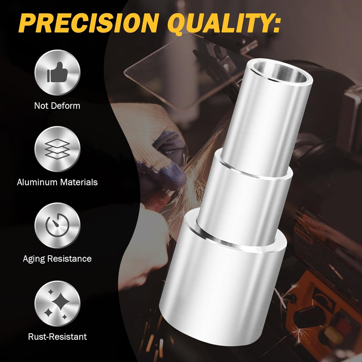 Reducing Bushing Arbor Adapters Fit for Bench Grinding Wheel or Sanding Wheel Arbor Hole 1" Thick from 1-1/4" to 1", 3/4", 5/8", 1/2" Arbor Aluminum