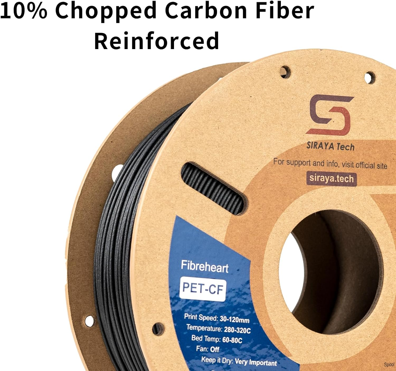 Siraya Tech Fibreheart PET-CF 3D Filament - Carbon Fiber Reinforced, High Strength & Rigidity, Easy Print, Dimensionally Stable, Aluminum Foil Sealed Bag - for Strong and Precise Parts (Black, 1Kg) image number 3