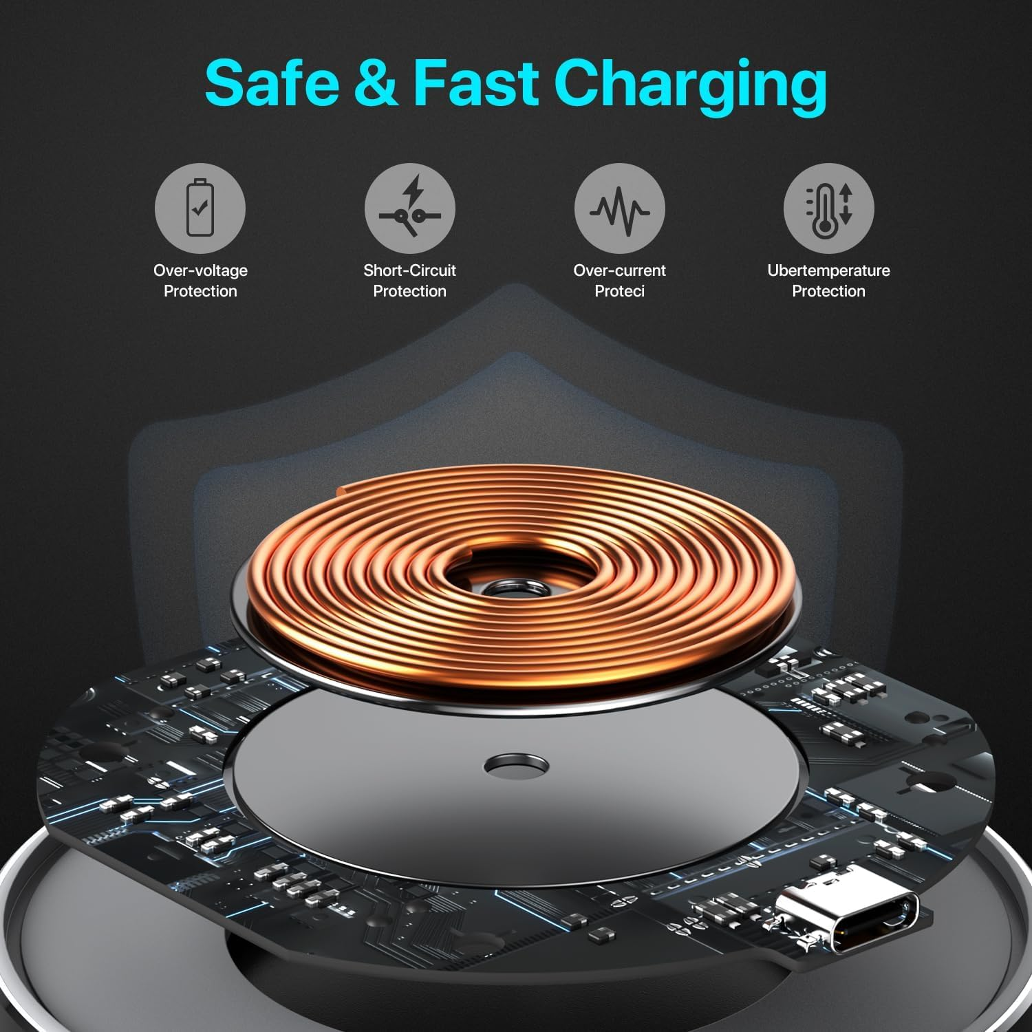 Wireless Charging Pad 20W, Fast Wireless Charger Wireless Phone Charger Compatible with Iphone 12/13/14/15/16, Inductive Charging Station Compatible with Samsung Galaxy S24/S23/S22/S21/Google Pixel image number 4