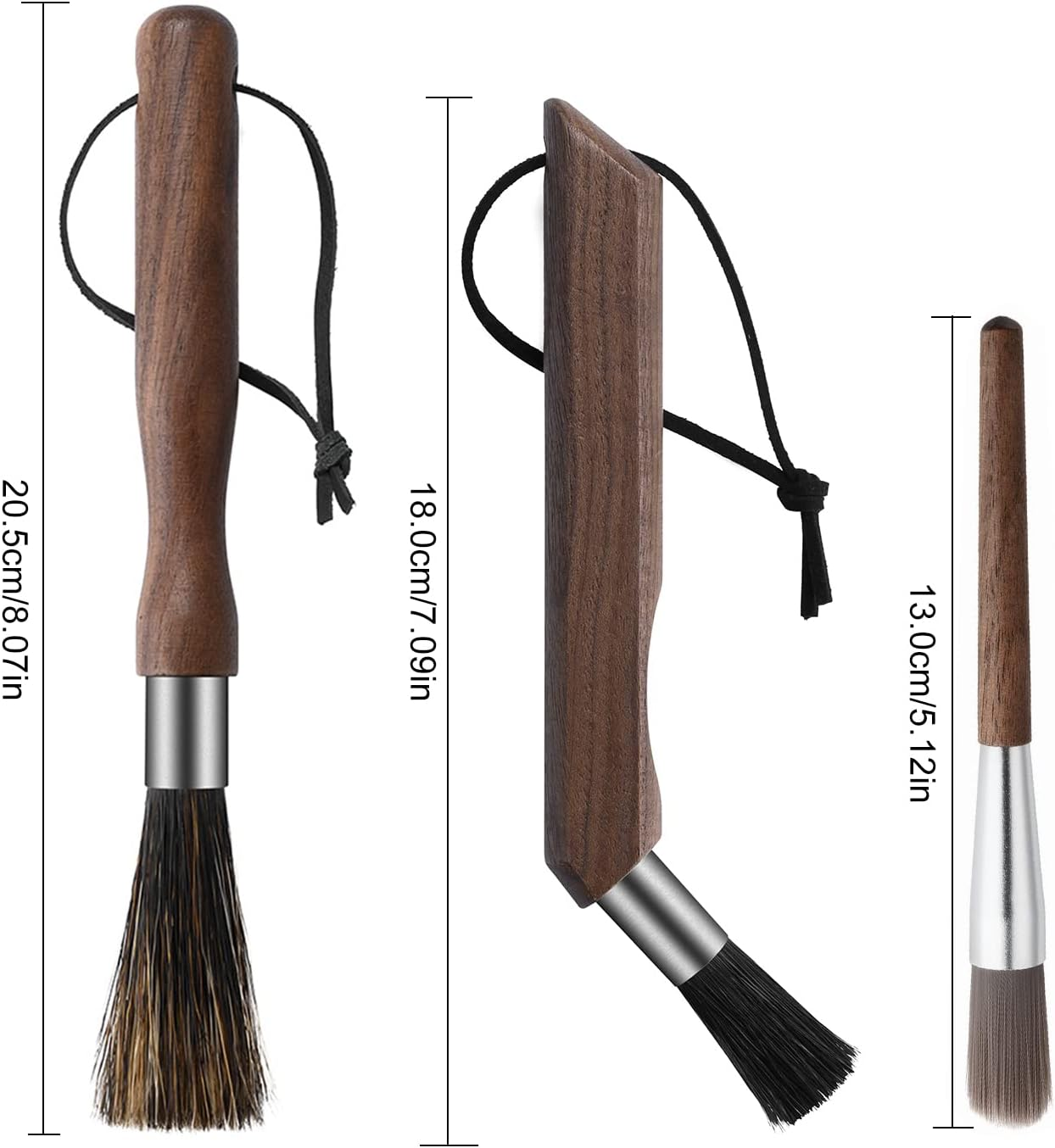 3-Pack Professional Coffee Grinder Cleaning Brush Set, Natural Boar Bristles, Black Walnut Handle Espresso Machine Cleaning Brush, Coffee Cleaner Brushes for Barista & Home Kitchen image number 5