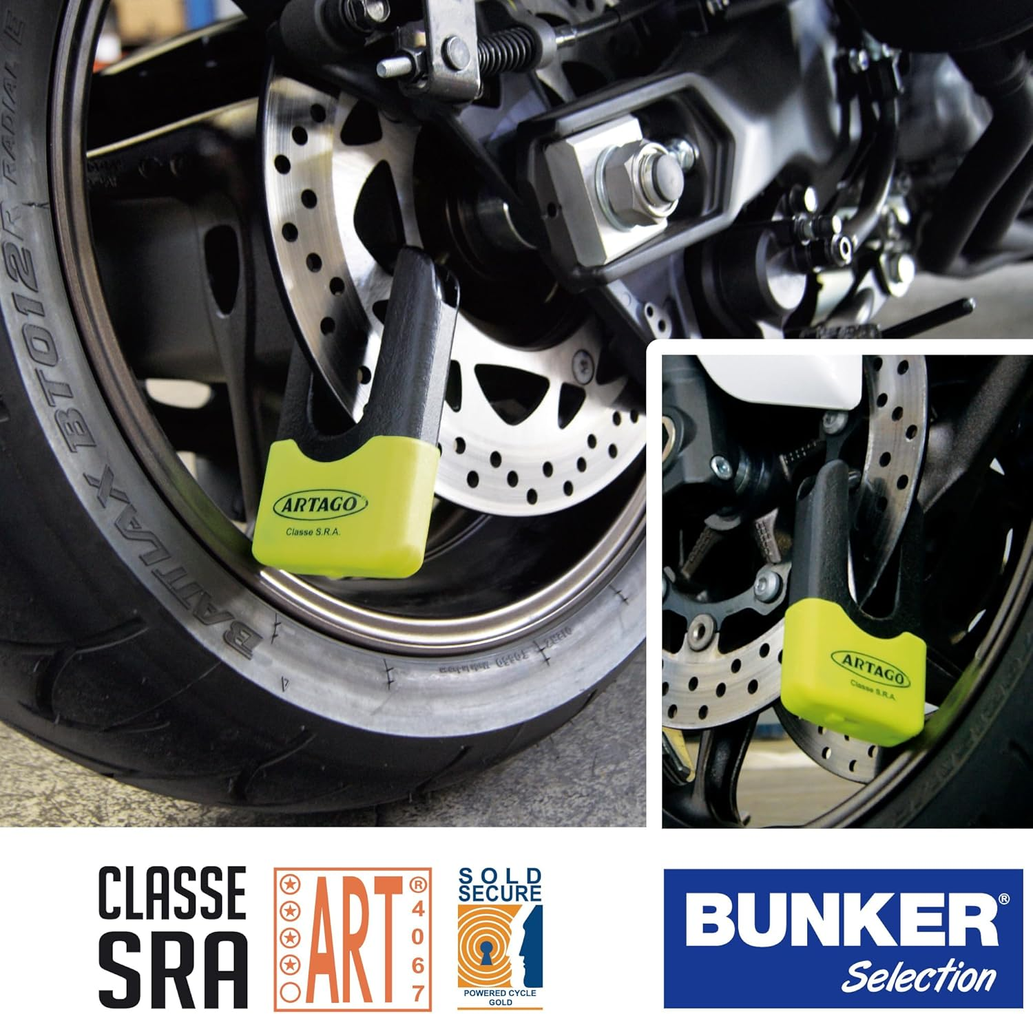 Artago 69X State-Of-The-Art Motorcycle Disc Lock plus Deterrent, SRA, Sold Secure & ART4 Approved, Bunker Selection, Maximum Resistance Tested MONOBLOK Forged Steel Body, anti Theft Wheel Brake Lock image number 2