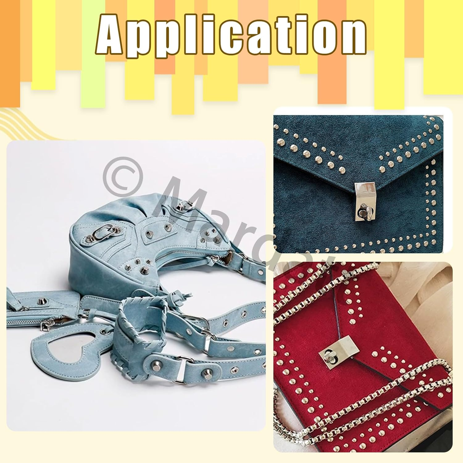 Mardatt 200 Sets 5Mm Double round Cap Leather Rivets with Fixing Tools, 10 Colors Caps Leather Rivets Metal Studs Leather Rivet Dome Rivets for Leather Craft DIY Decoration image number 6