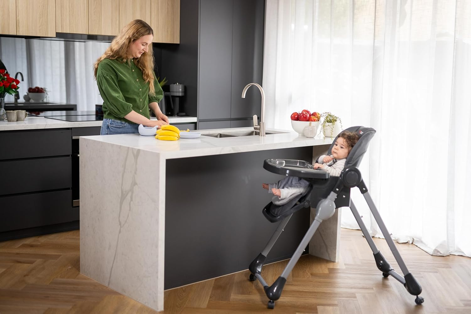 Mother&rsquo;S Choice Strand Hi-Lo Highchair (Mineral Graphite) &ndash; Adjustable Recline, Removable Tray & Padded Seat for Babies 6&ndash;36 Months image number 4